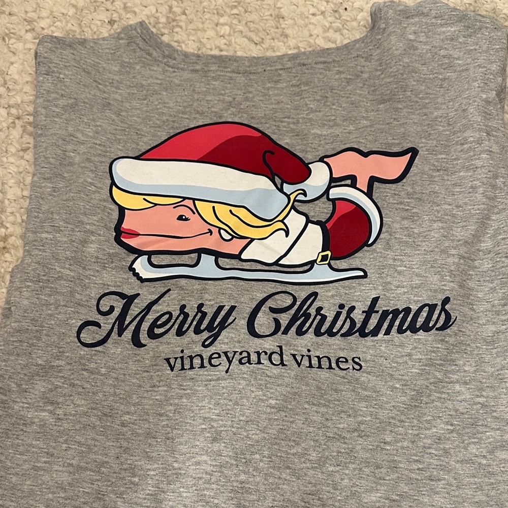 Vineyard Vines Gray Christmas Whale Tee
